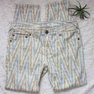 Free People Aztec Boho Skinny Jeans Ankle Zip 28